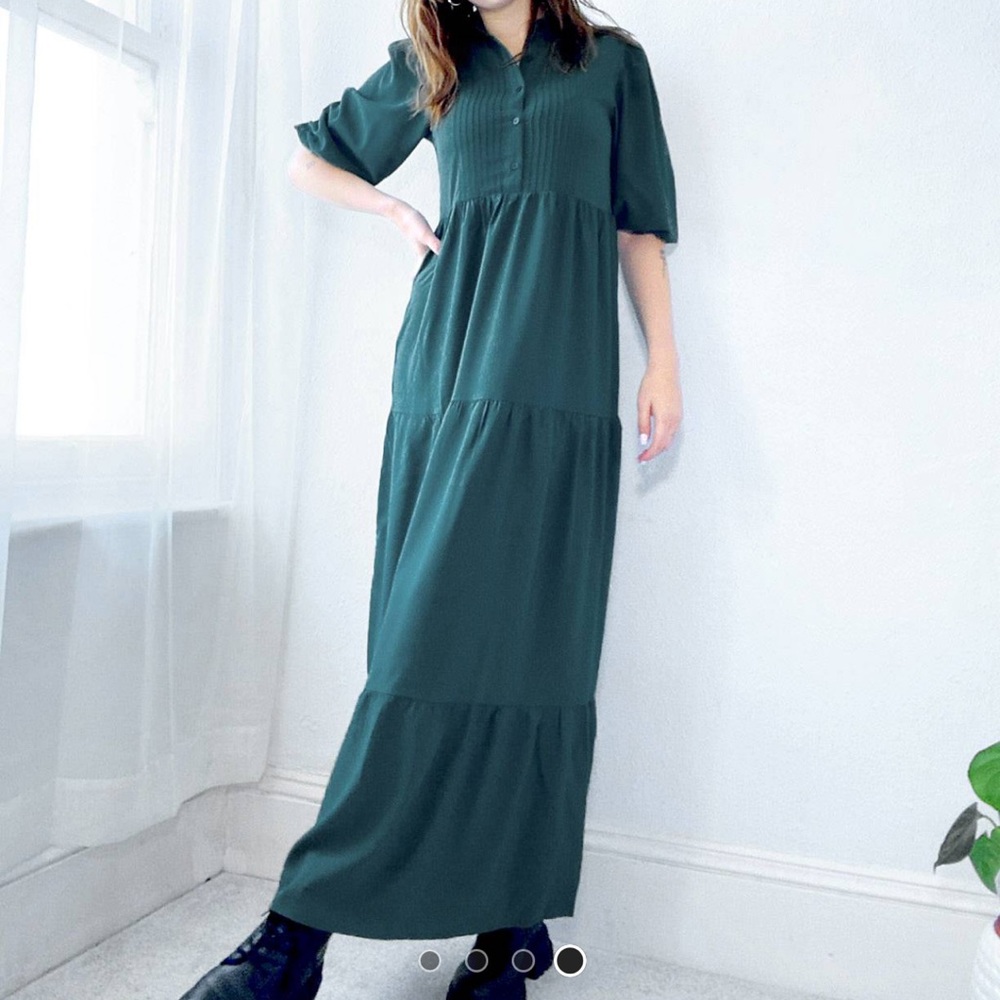 ASOS DESIGN tall short smock midi dress in green